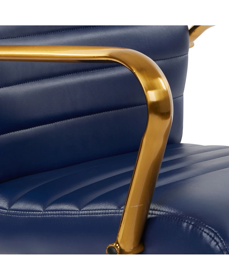 Mid-back Faux Leather Chair with Arms and Base