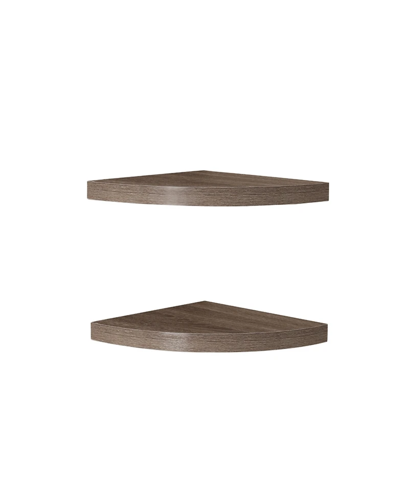 Danya B. Rustic Weathered Oak Corner Radial Shelves (Set of 2)