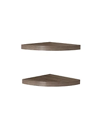 Danya B. Rustic Weathered Oak Corner Radial Shelves (Set of 2)