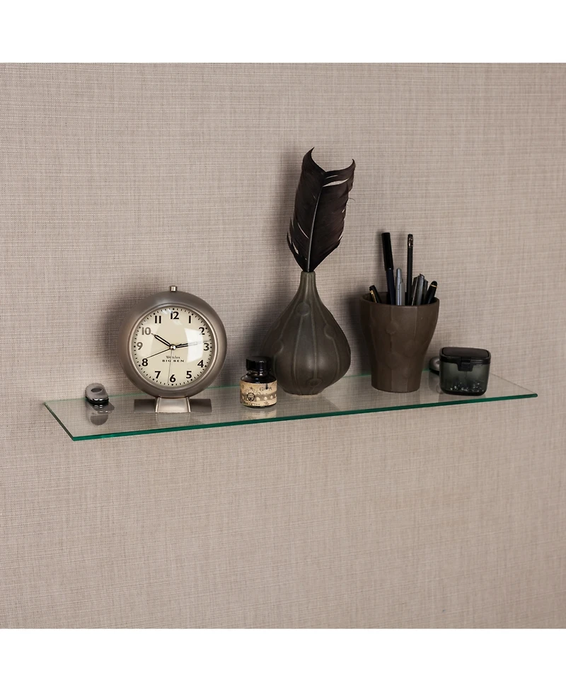 Glass Floating Shelf with Chrome Brackets 24" x 6"