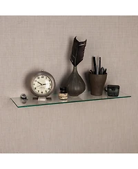 Glass Floating Shelf with Chrome Brackets 24" x 6"