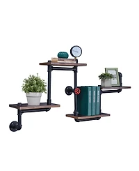 Danya B. 4-Tier Floating Corner Or Straight Industrial Rustic Pipe Shelving Unit