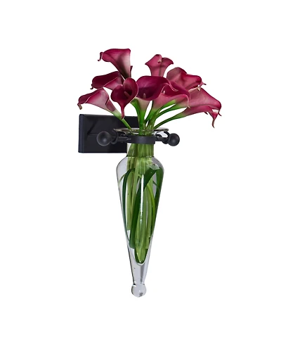 Danya B. Clear Amphora Vase on Iron Sconce with Finials