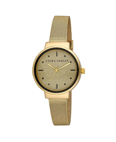 Laura Ashley Spray Gold Mesh Powered Glitz Dial Watch
