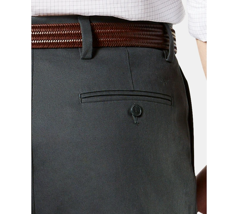 Dockers Men's Signature Lux Cotton Relaxed Fit Pleated Creased Stretch Khaki Pants
