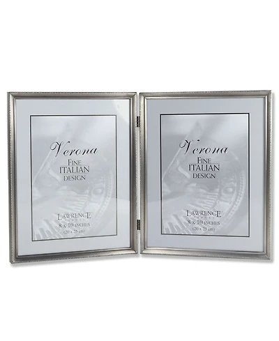 Lawrence Frames Antique Pewter Hinged Double Picture Frame - Bead Border Design - 8" x 10"