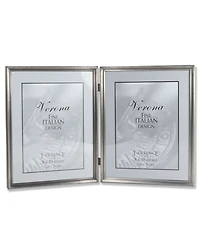 Lawrence Frames Antique Pewter Hinged Double Picture Frame - Bead Border Design - 8" x 10"