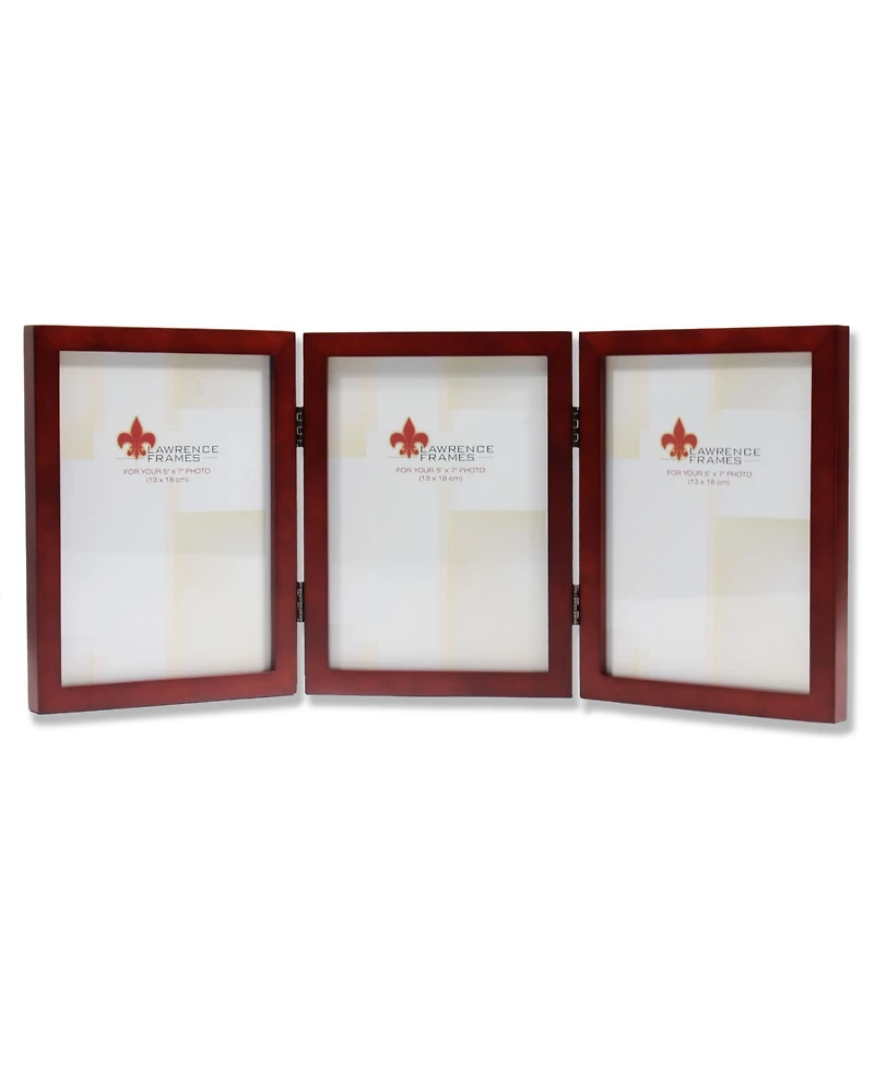 Lawrence Frames Hinged Triple Walnut Wood Picture Frame - Gallery Collection - 5" x 7"