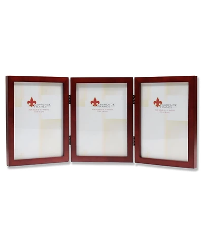 Lawrence Frames Hinged Triple Walnut Wood Picture Frame - Gallery Collection - 5" x 7"