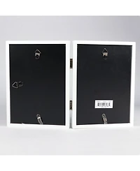 Lawrence Frames Hinged Double White Wood Picture Frame - Gallery Collection - 5" x 7"