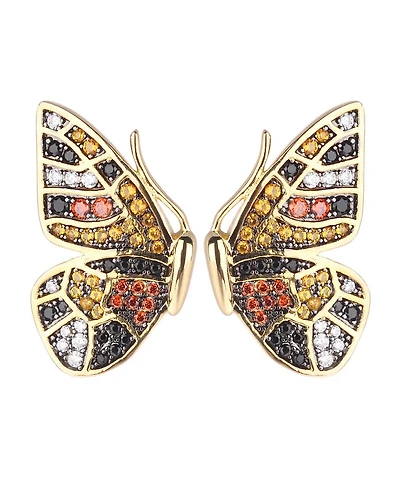 Noir Multi-Colored Cubic Zirconia Butterfly Wing Stud Earring