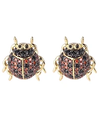 Noir Red/Black Cubic Zirconia Ladybug Stud Earring