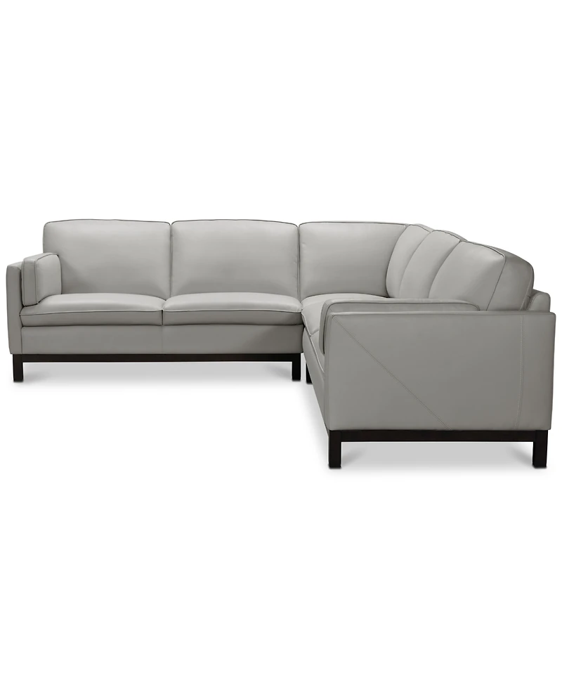 Closeout! Virton 3-Pc. Leather "L" Sectional Sofa, Created for Macy's