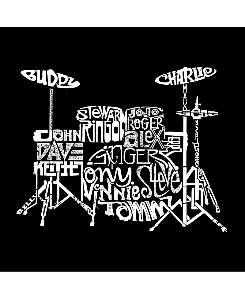 La Pop Art Mens Word T-Shirt - Drums