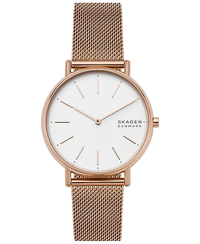 Skagen Women's Signatur Rose Gold-Tone Stainless Steel Mesh Bracelet Watch 38mm