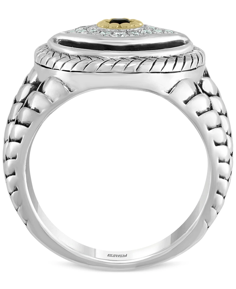Effy Men's Multi-Gemstone & Diamond (1/10 ct. t.w.) Evil Eye Ring Sterling Silver 14k Gold