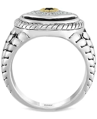 Effy Men's Multi-Gemstone & Diamond (1/10 ct. t.w.) Evil Eye Ring Sterling Silver 14k Gold