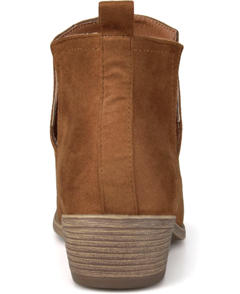 Journee Collection Women's Rimi Notched Ankle Stacked Heel Booties