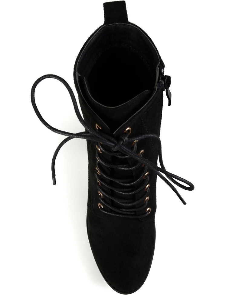 Journee Collection Women's Baylor Lace Up Stacked Heel Booties