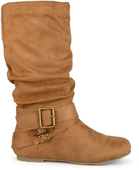 Journee Collection Women's Shelley Rouched Buckle Mid Shaft Boots