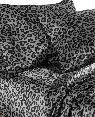 Beatrice Home Fashions Luxurious Leopard Satin 4-Pc. Sheet Set, King