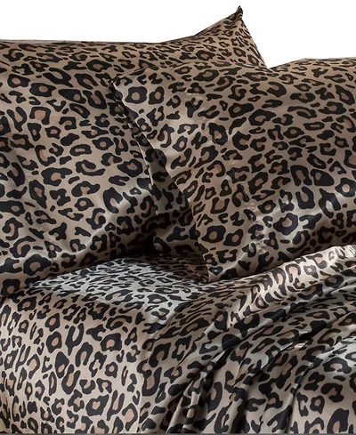 Beatrice Home Fashions Luxurious Leopard Satin -Pc. Sheet Set