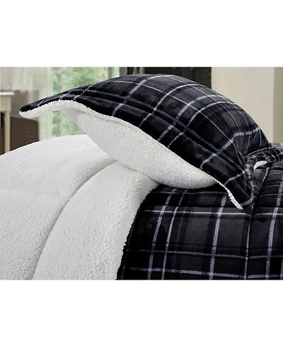 Elegant Comfort Plaid Micromink/Sherpa Reversible Down Alternative Microsuede -Pc. Comforter Sets