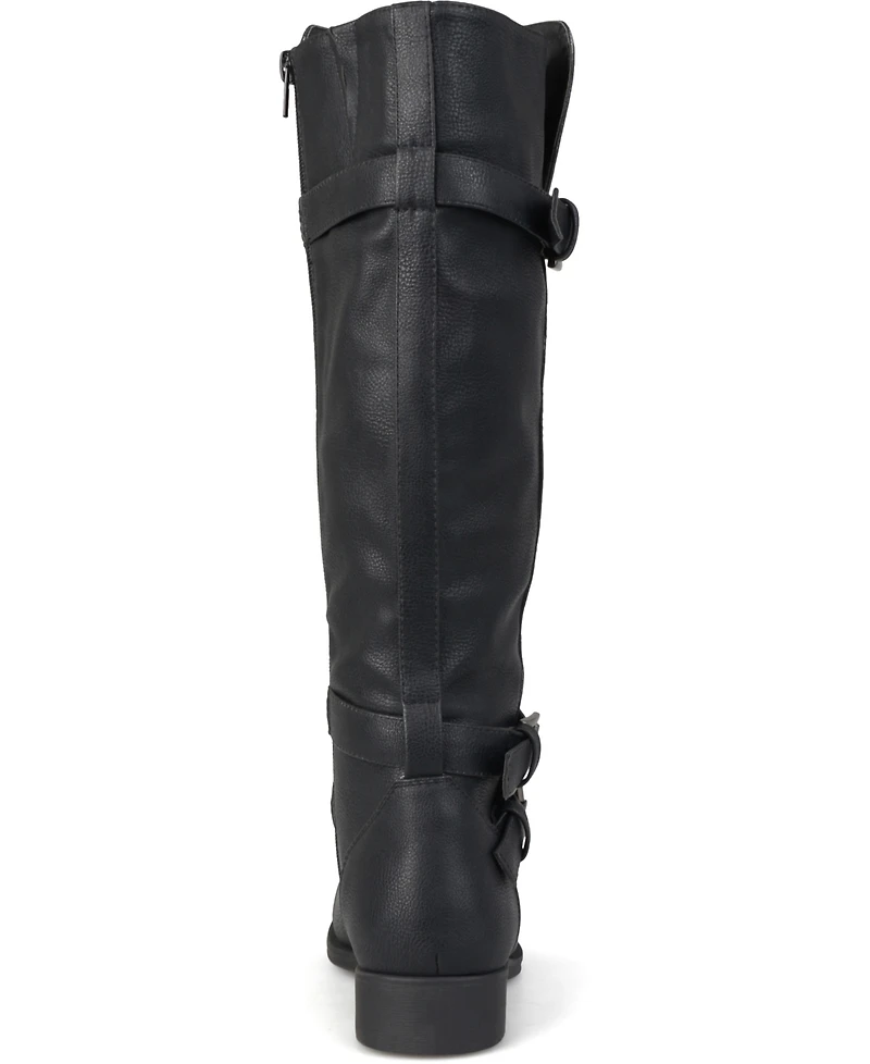Journee Collection Women's Bite Wide Calf Knee High Buckle Boots