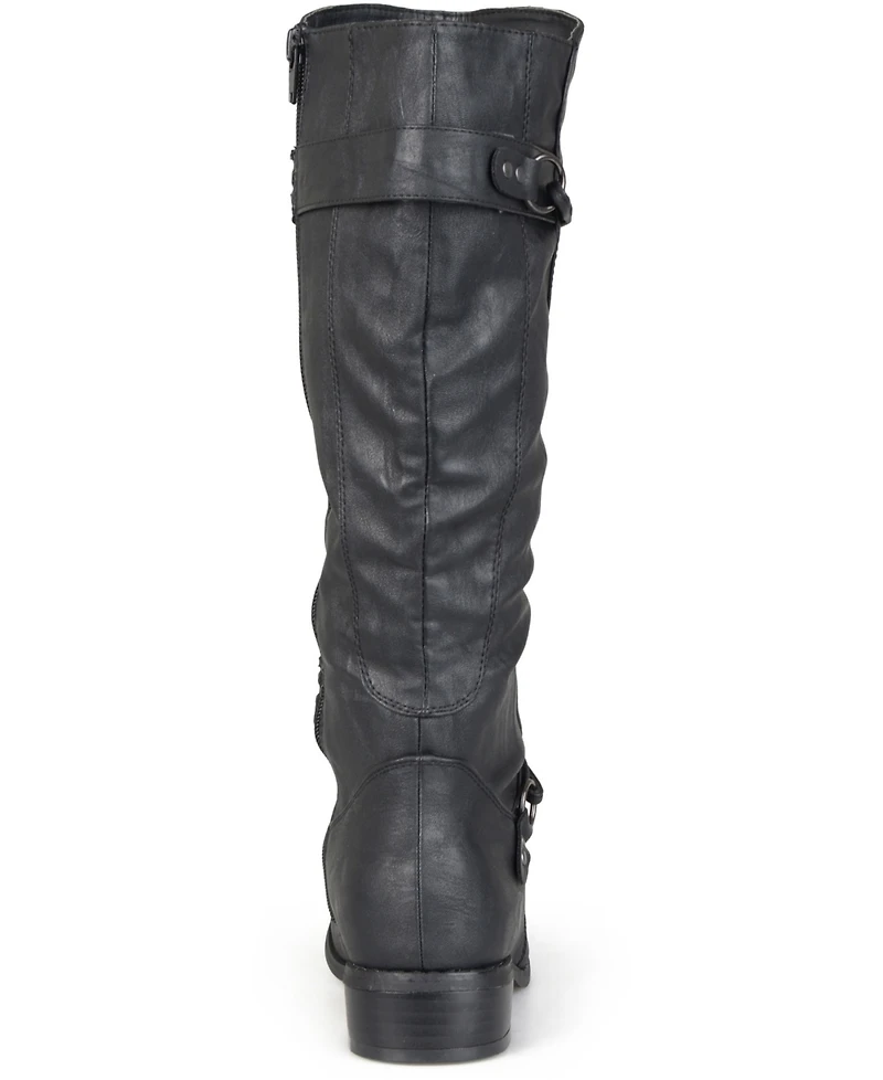 Journee Collection Women's Harley Wide Calf Rouched Knee High Boots