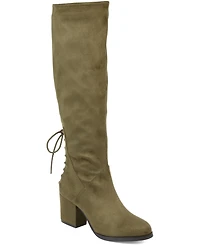 Journee Collection Women's Leeda Wide Calf Lace Up Detail Knee High Boots