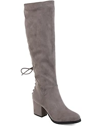 Journee Collection Women's Leeda Extra Wide Calf Lace Up Detail Knee High Boots