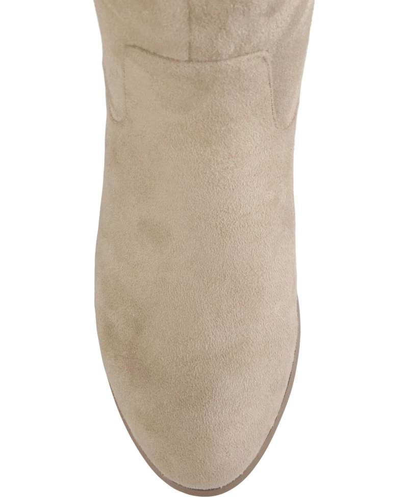 Journee Collection Women's Sanora Wide Calf Stacked Heel Mid Shaft Boots