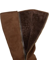 Journee Collection Women's Sanora Wide Calf Stacked Heel Mid Shaft Boots
