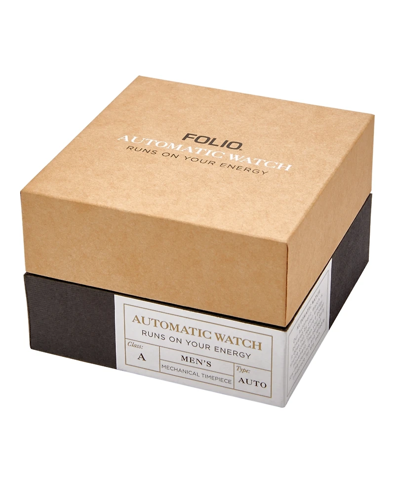 Folio Mens Black Strap Automatic Watch 44mm