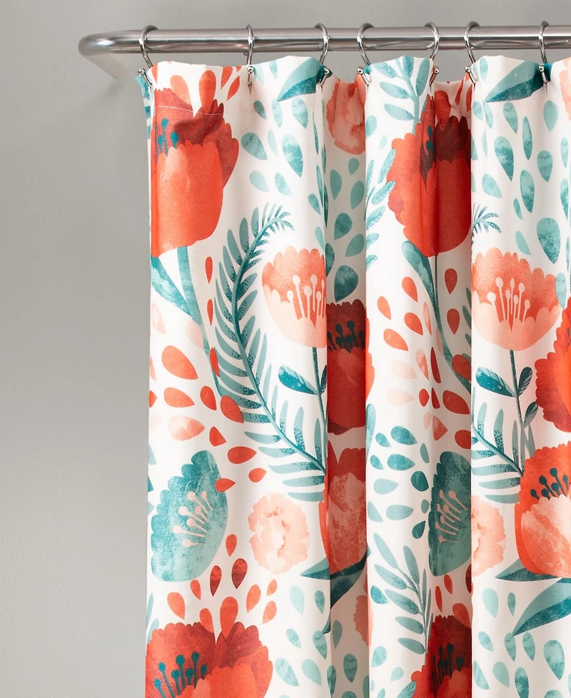 Lush Decor Poppy Garden Shower Curtain, 72" x