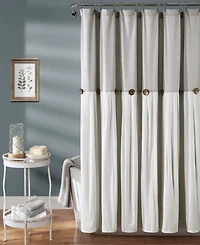 Lush Decor Linen Button Shower Curtain, 72" x