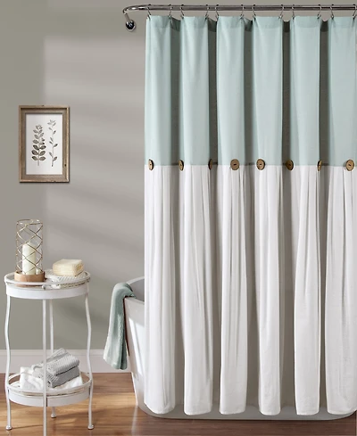 Lush Decor Linen Button Shower Curtain, 72" x