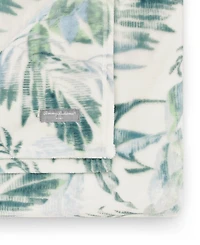 Tommy Bahama Home Wallpaper Leaves Castaway Ultra Soft Plush Throw, 50" x 70"