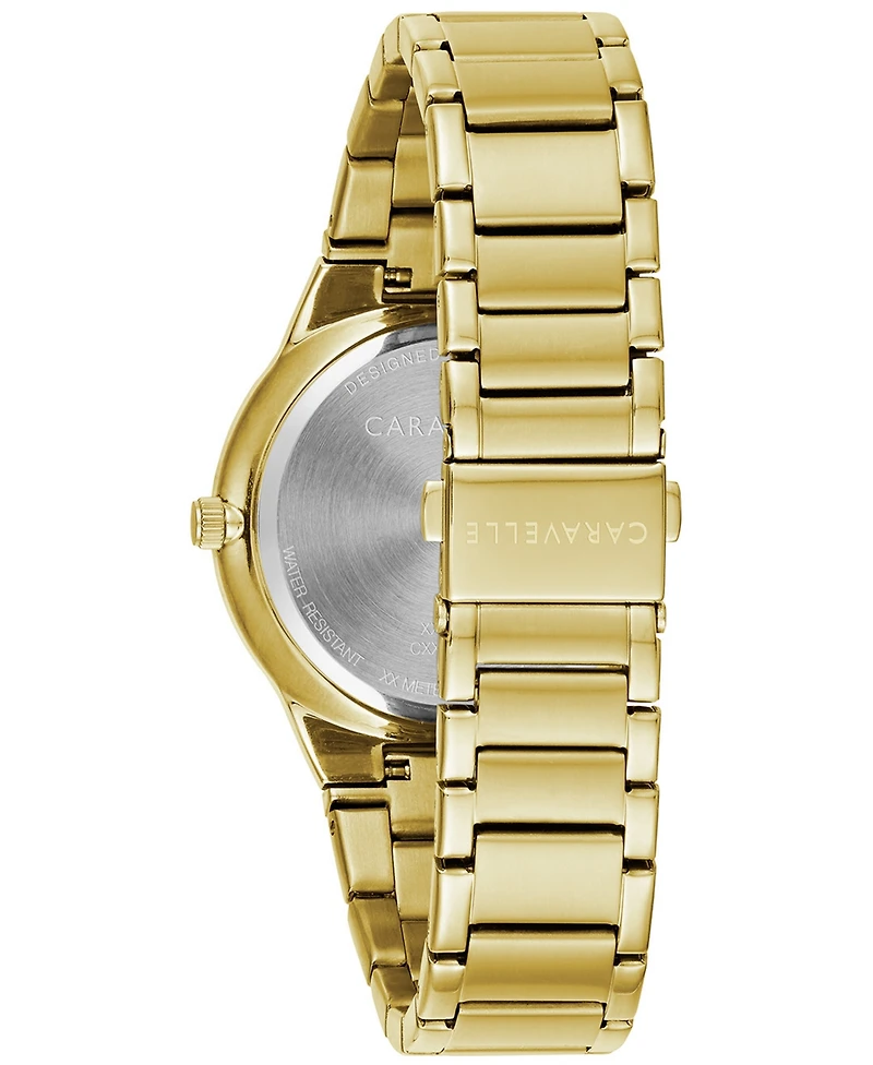 Caravelle Designed by Bulova Designed by Bulova Men's Diamond-Accent Gold-Tone Stainless Steel Bracelet Watch 40mm