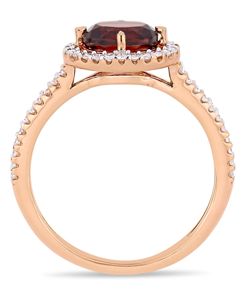 Garnet (1 ct.t.w.) and Diamond (1/4 Halo Ring 10k Rose Gold