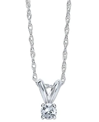 10k White Gold Necklace, Round-Cut Diamond Accent Pendant