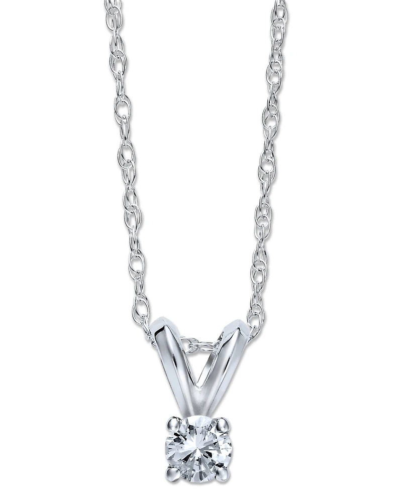 Round-Cut Diamond Pendant Necklace in 10k Yellow or White Gold (1/10 ct. t.w.)