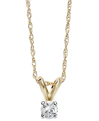 Round-Cut Diamond Pendant Necklace in 10k Yellow or White Gold (1/10 ct. t.w.)