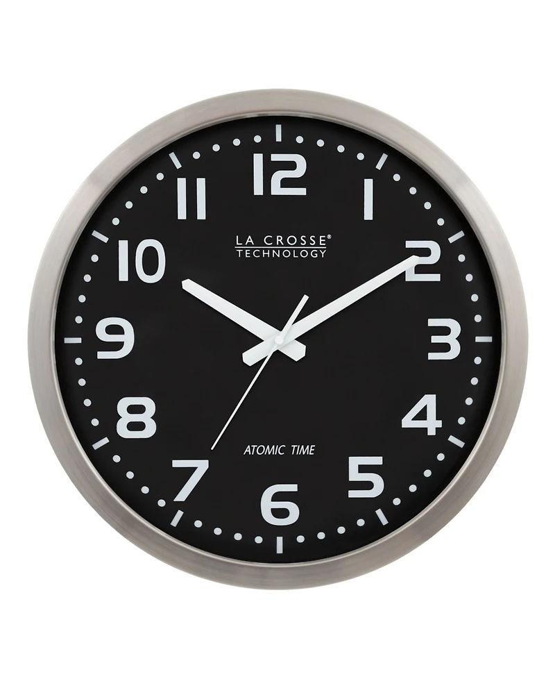 La Crosse Technology 16" Stainless Steel Atomic Clock with Black dial