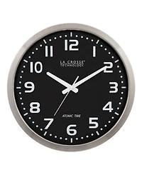 La Crosse Technology 16" Stainless Steel Atomic Clock with Black dial