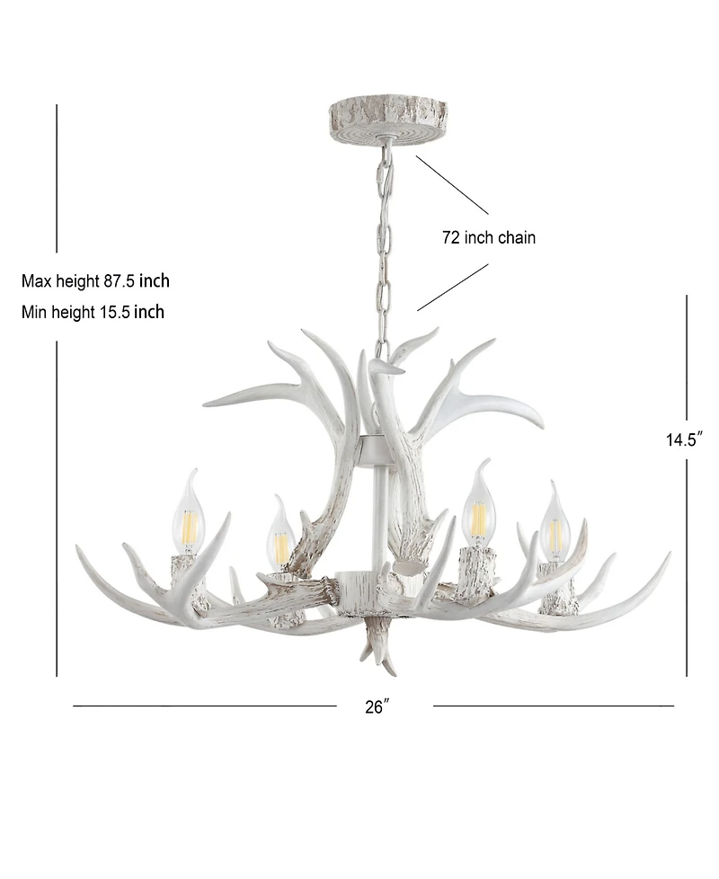 Jonathan Y Eldora 26" Adjustable Resin Antler 4-Light Led Chandelier