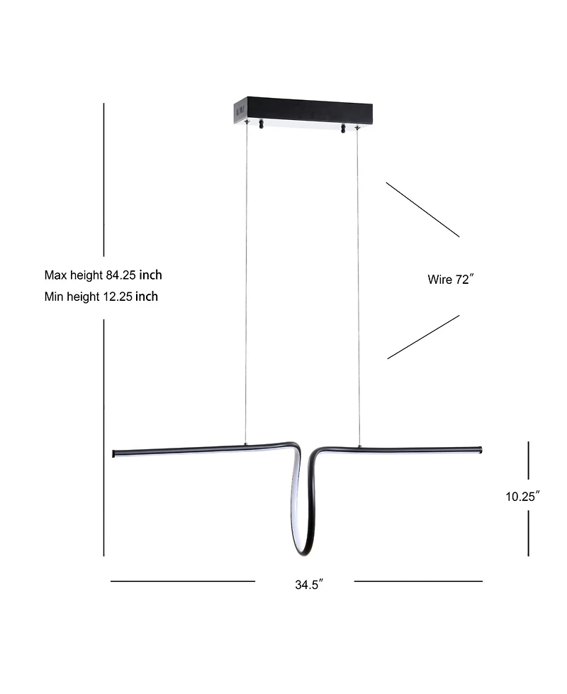 Jonathan Y Ali 34.5" Dimmable Adjustable Integrated Led Metal Linear Pendant