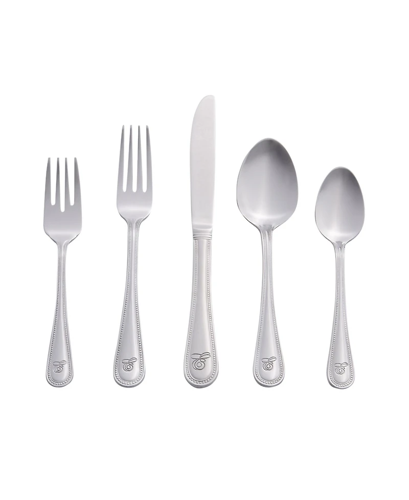 Riverridge Beaded 46 Piece Monogrammed Flatware Set - E, Service for 8