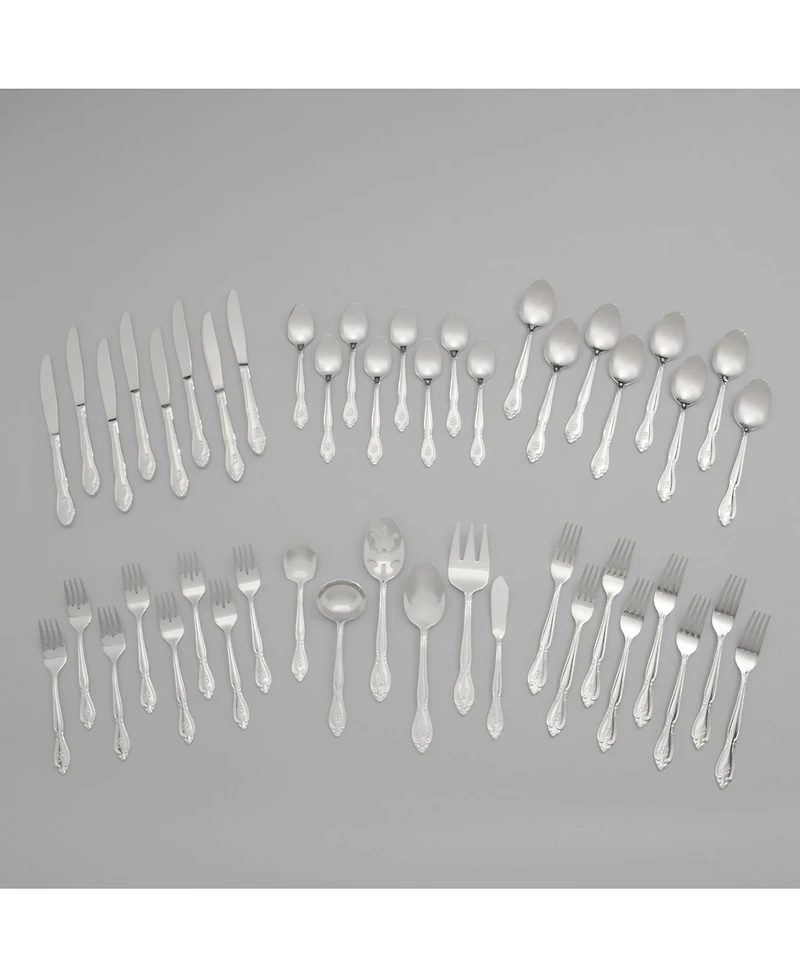 Riverridge Rose 46 Piece Monogrammed Flatware Set - D, Service for 8