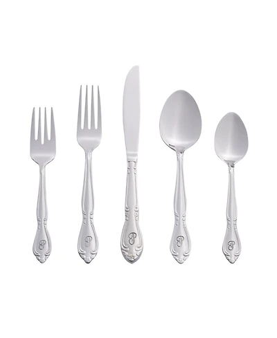 Riverridge Rose 46 Piece Monogrammed Flatware Set - P, Service for 8